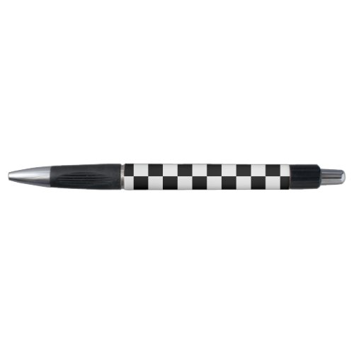 Checkered squares black and white geometric retro pen