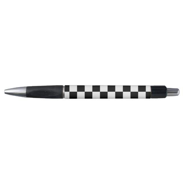 Checkered squares black and white geometric retro pen (Front)