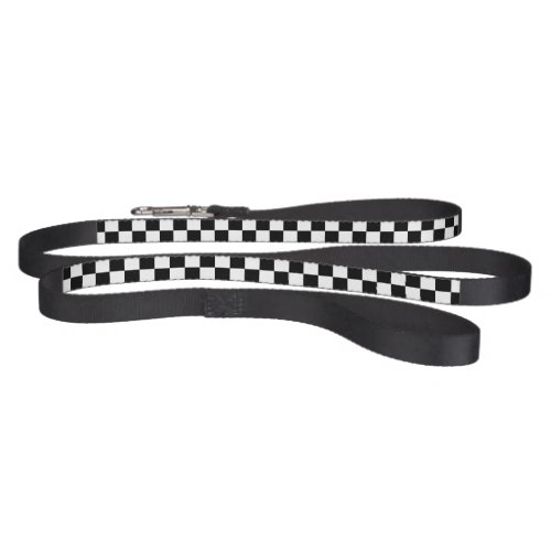 Checkered squares black and white geometric retro pet leash