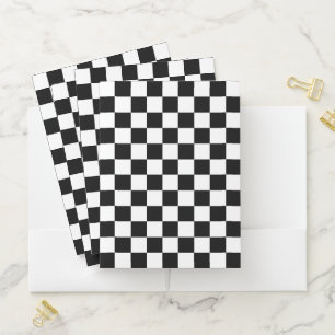 Checkered squares black and white geometric retro pocket folder