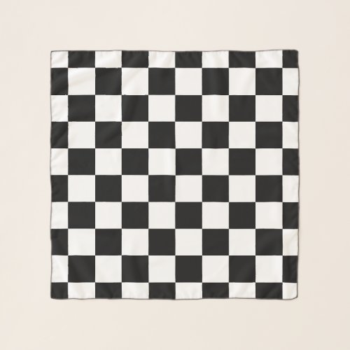 Checkered squares black and white geometric retro scarf