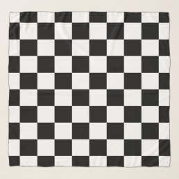 Checkered squares black and white geometric retro  scarf