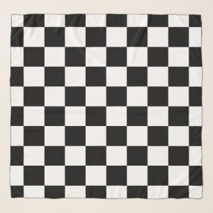 Checkered squares black and white geometric retro  scarf