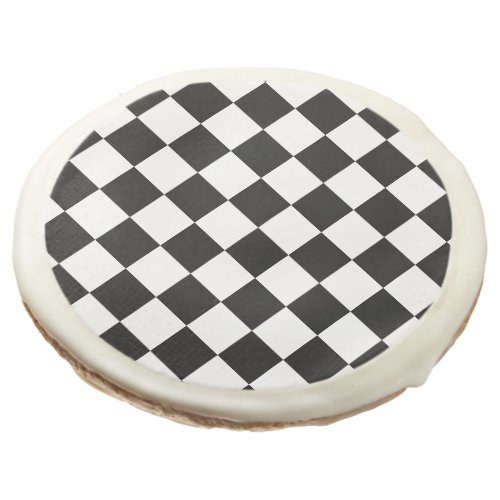 Checkered squares black and white geometric retro sugar cookie