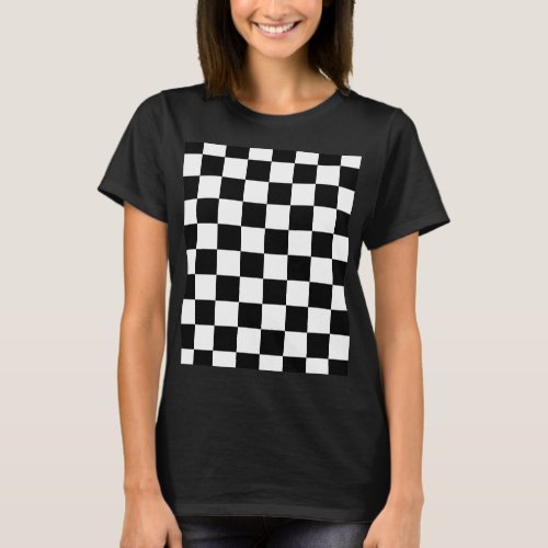 Checkered squares black and white geometric retro  T_Shirt