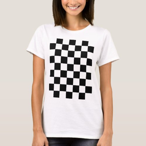 Checkered squares Black and White geometric retro T_Shirt