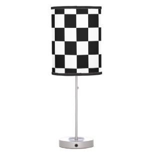 Checkered squares black and white geometric retro table lamp