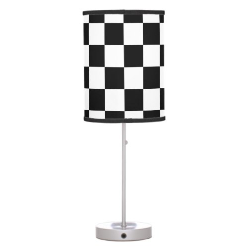 Checkered squares black and white geometric retro table lamp