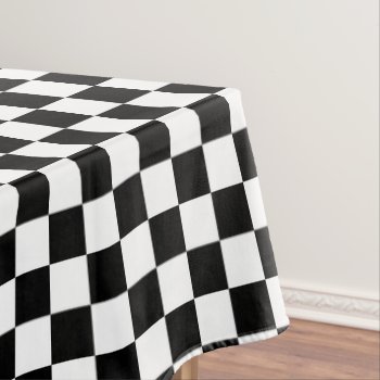 Checkered Squares Black And White Geometric Retro Tablecloth by PLdesign at Zazzle