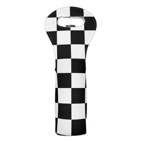 Checkered squares black and white geometric retro wine bag