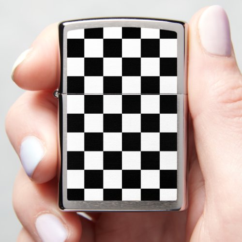 Checkered squares Black and White geometric retro Zippo Lighter
