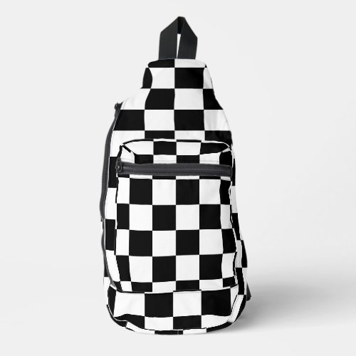 Checkered squares Black and White geometry pattern Sling Bag