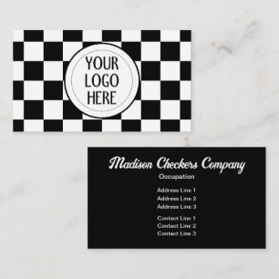 Checkered squares black white retro Company Logo Business Card