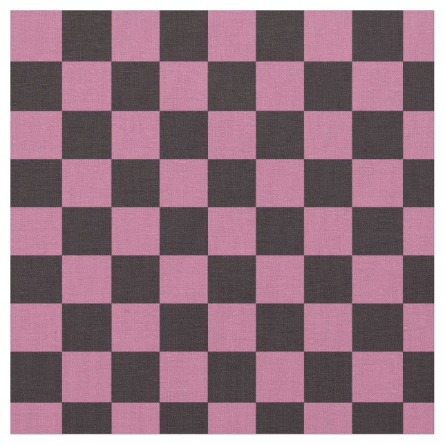 Checkered Squares CUSTOM COLOR & Black Square Fabric (Close Up)
