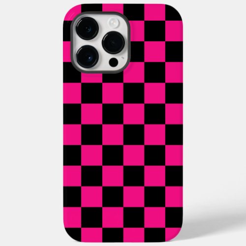 Checkered squares hot pink black geometric retro Case_Mate iPhone 14 pro max case