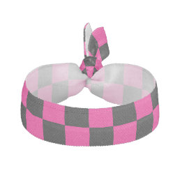 Checkered squares hot pink black geometric retro elastic hair tie
