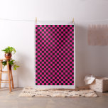 Checkered squares hot pink black geometric retro fabric
