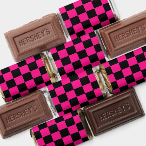 Checkered squares hot pink black geometric retro hersheys miniatures