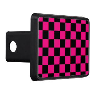 Checkered squares hot pink black geometric retro hitch cover