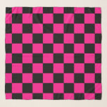Checkered squares hot pink black geometric retro scarf<br><div class="desc">Checkered squares hot pink black geometric retro pattern gift for her. Cool retro checkered geometric square pattern. Vintage tile black and hot pink modern checker.</div>