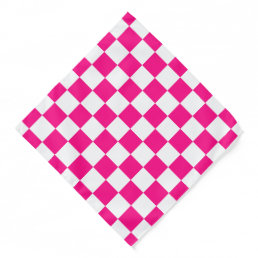 Checkered squares hot pink white geometric retro bandana