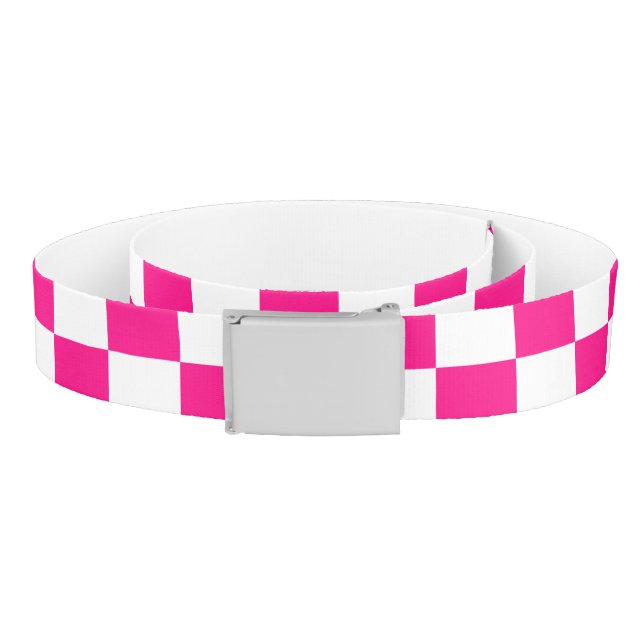 Checkered squares hot pink white geometric retro belt (Coil)