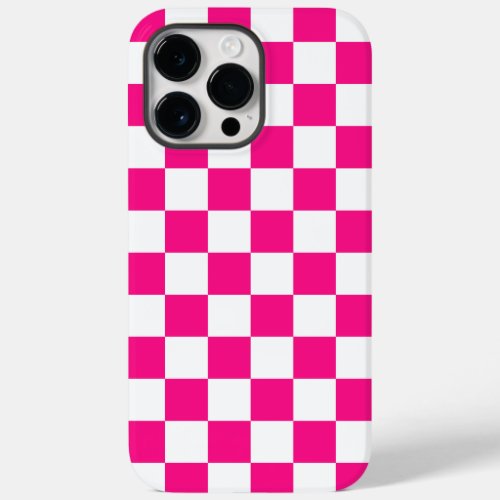 Checkered squares hot pink white geometric retro Case_Mate iPhone 14 pro max case