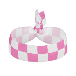 Checkered squares hot pink white geometric retro elastic hair tie