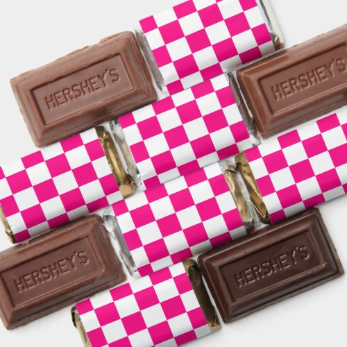 Checkered squares hot pink white geometric retro hersheys miniatures
