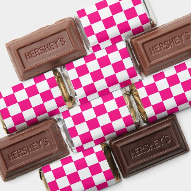 Checkered squares hot pink white geometric retro hershey's miniatures (Assorted)
