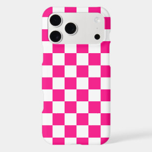 Checkered squares hot pink white geometric retro iPhone 17 pro max case