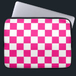 Checkered squares hot pink white geometric retro laptop sleeve<br><div class="desc">Checkered squares hot pink white geometric retro pattern gift for her. Cool retro checkered geometric square pattern. Vintage tile white and hot pink modern checker.</div>