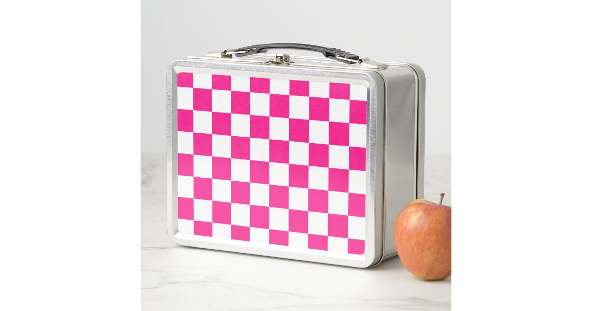 Green White Gingham Plaid Checkered Pattern Metal Lunch Box