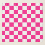 Checkered squares hot pink white geometric retro scarf<br><div class="desc">Checkered squares hot pink black geometric retro pattern Scarf Accessories gift for her. Cool retro checkered geometric square pattern. Vintage tile black and hot pink modern checker.</div>