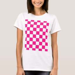 Checkered squares hot pink white geometric retro T-Shirt