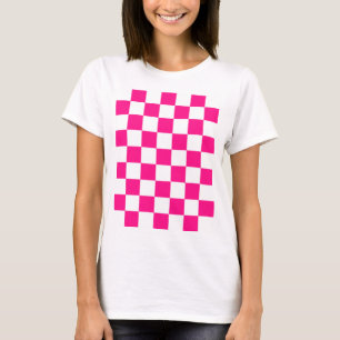 Checkered squares hot pink white geometric retro T-Shirt