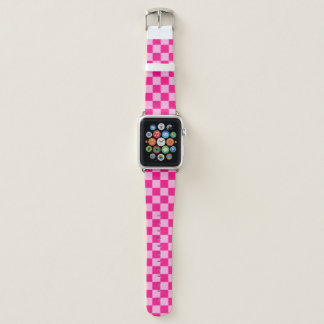 Checkered squares light hot pink geometric retro apple watch band