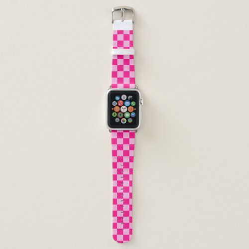 Checkered squares light hot pink geometric retro apple watch band