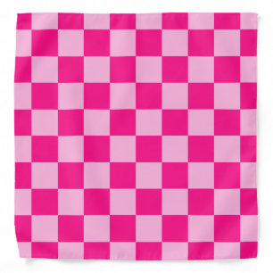 Checkered squares light hot pink geometric retro bandana
