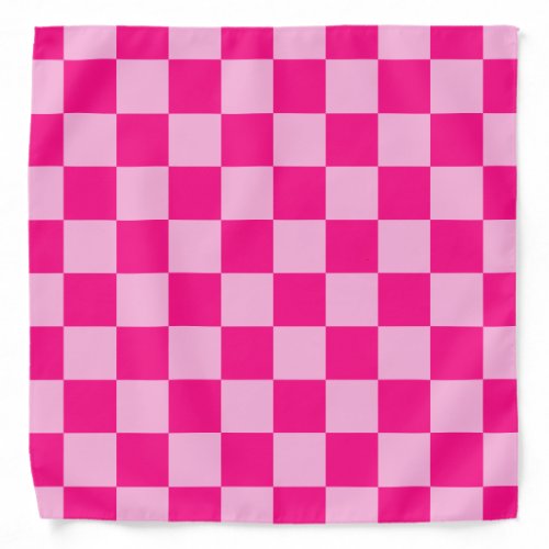 Checkered squares light hot pink geometric retro bandana