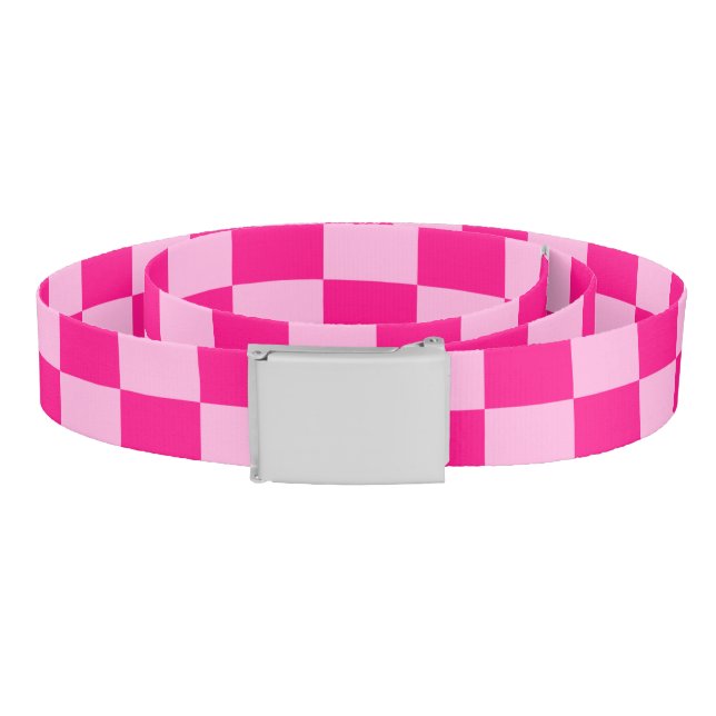 Checkered squares light hot pink geometric retro belt (Coil)