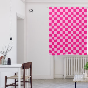 Checkered squares light hot pink geometric retro blackout curtains