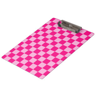 Checkered squares light hot pink geometric retro clipboard