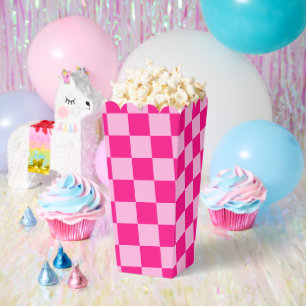 Checkered squares light hot pink geometric retro favor boxes