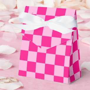 Checkered squares light hot pink geometric retro favor boxes