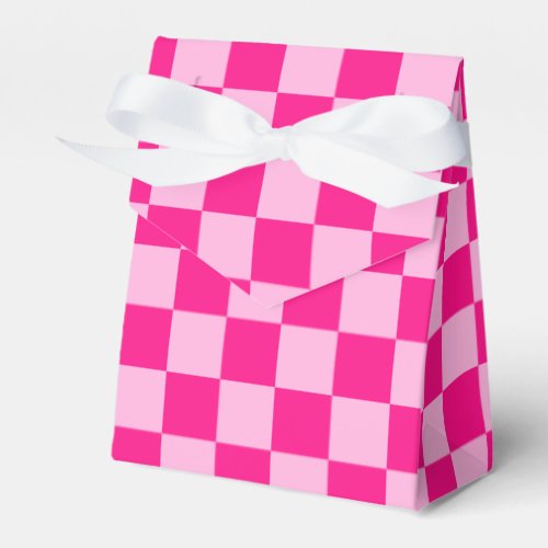 Checkered squares light hot pink geometric retro favor boxes