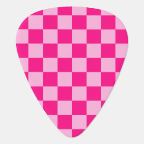 Checkered squares light hot pink geometric retro guitar pick
