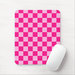Checkered squares light hot pink geometric retro mouse pad