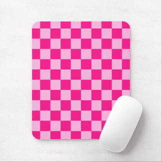 Checkered squares light hot pink geometric retro mouse pad