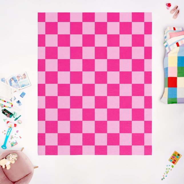 Checkered squares light hot pink geometric retro outdoor rug (Insitu (Babyroom))
